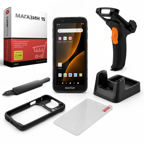 Комплект для маркировки ТСД MERTECH MovFast S55, арт. 10004 + ПО Клеверенс Магазин 15